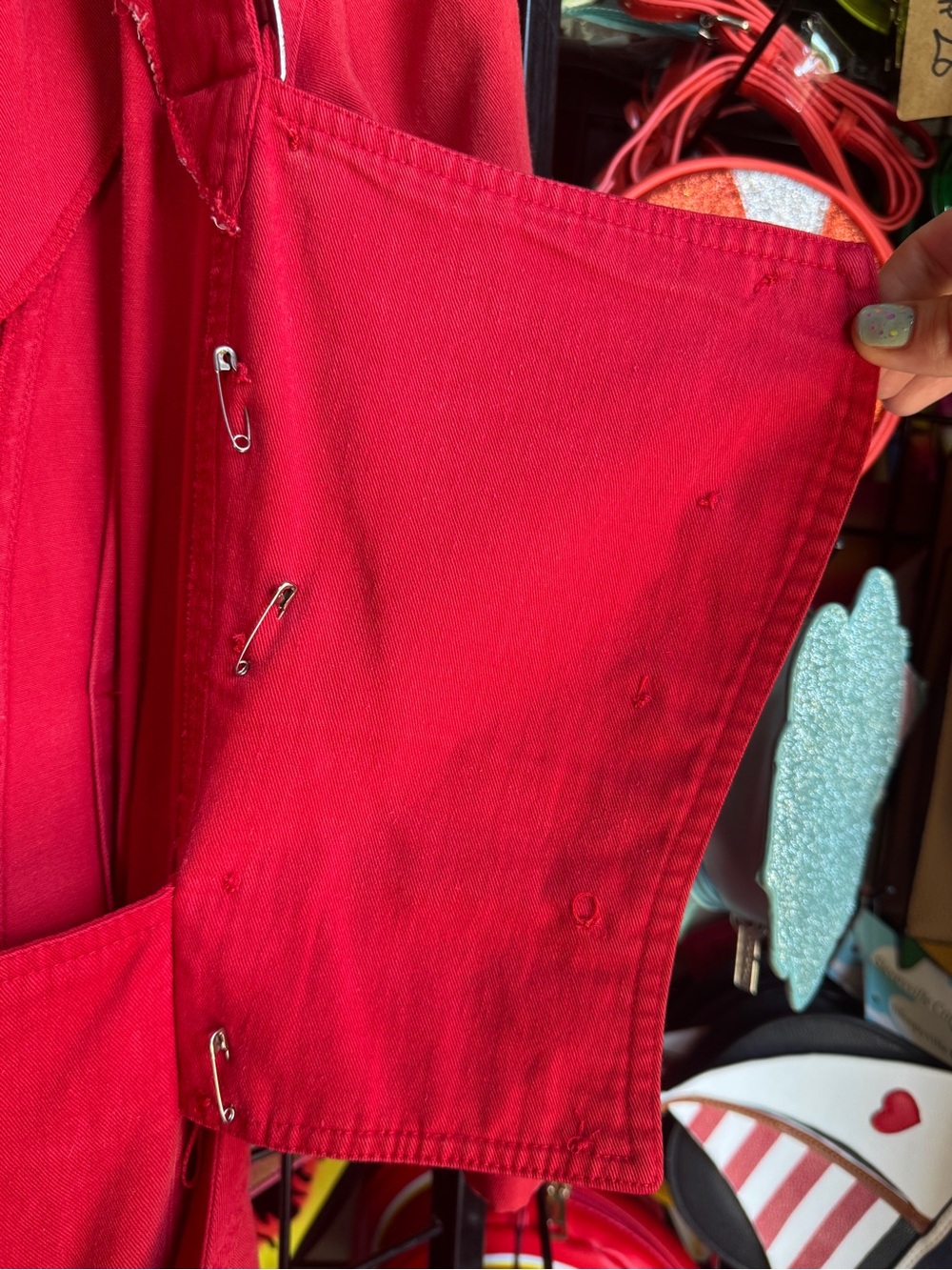 VTG 80's Karen Alexander Red Buckles & Buttons Jumpsuit - Picture 10 of 15